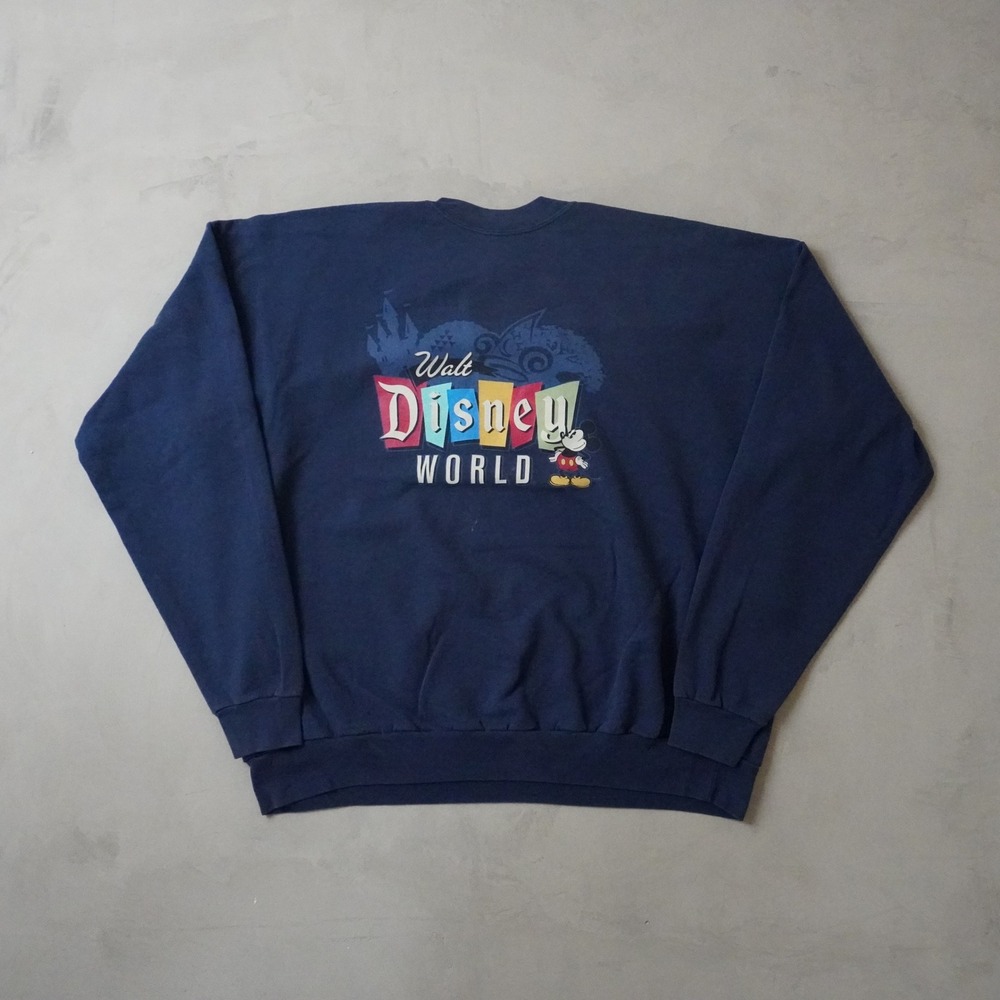 Vintage Walt Disney World Mickey Mouse Sweatshirt 2XL Mens Navy Blue Graphic